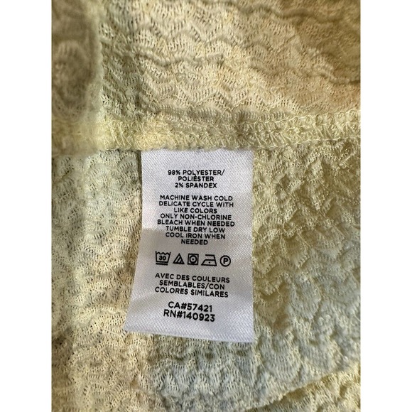 LOFT Women’s Square Neck Tie Front Soft Yellow Blouse Puff Sleeve Top Size M - Picture 12 of 14